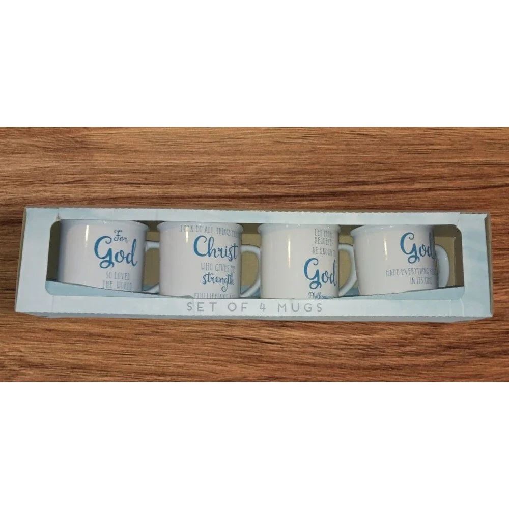 Ceramic Coffee and Tea Mug Set 12 Oz Inspirational Bible Verse Mugs Psalm 23:5